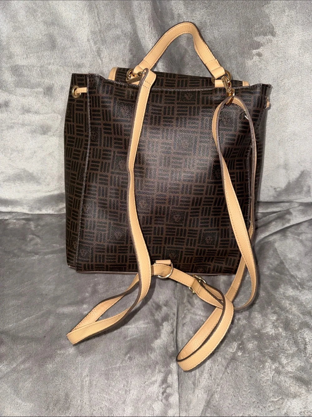 Brown Monogram Backpack with Tan Trim